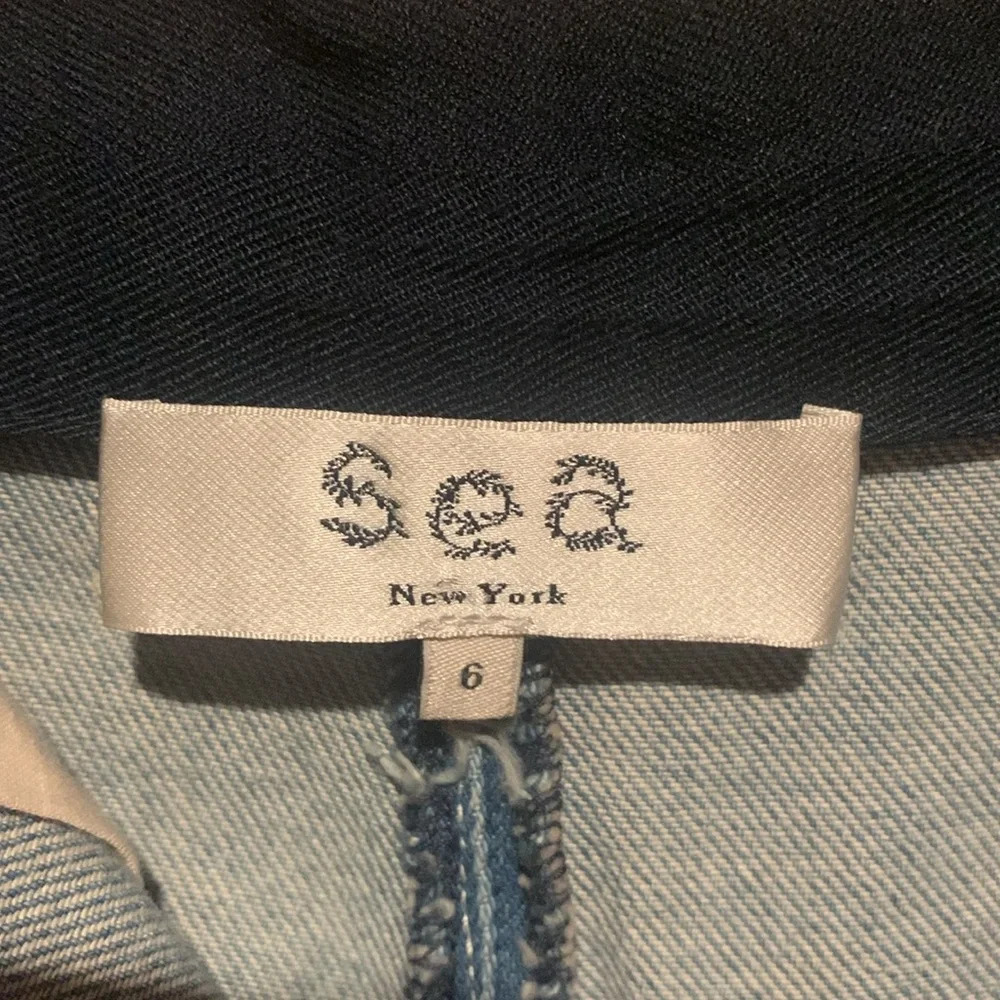 Sea New York Blue Jean Shorts with Cream Trim - Picture 3 of 9